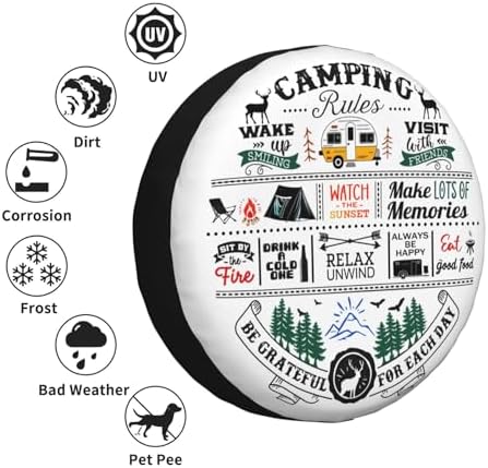 Camping Rules Spare Tire Cover Camper Wheel Covers Weatherproof Universal Wheel - Image 5