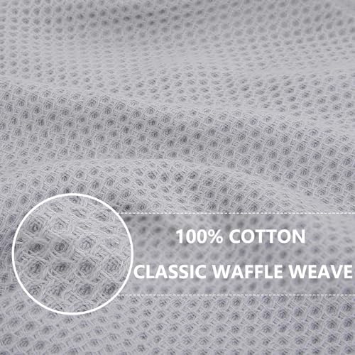 Homaxy 100% Cotton Waffle Weave Kitchen Dish Towels 12-Pack, Light Gray - Image 2