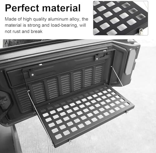 CheroCar for Jeep JL Tailgate Table Rear Foldable Cargo Shelf Aluminum Alloy - Image 3
