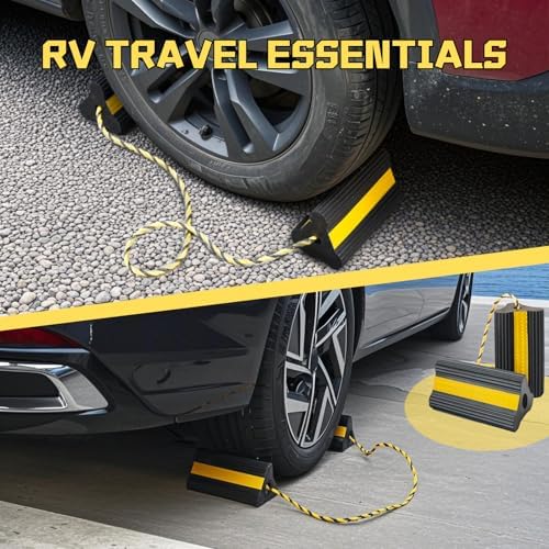 Wheel Chocks RV Trailer, Heavy-Duty Rubber, 8mm Teeth, 2 Pairs - Image 6
