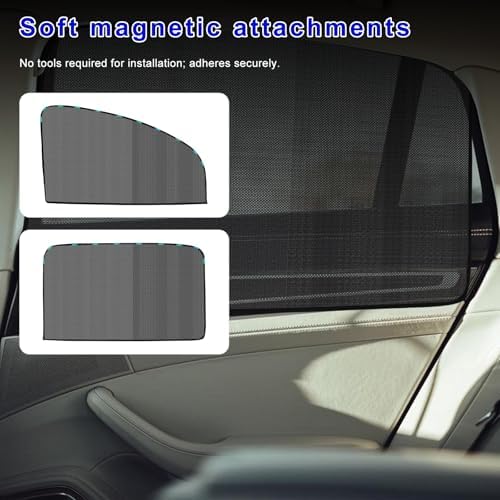 2 PCS Car Window Shades, 18.9"×31.1" Magnetic Vehicle Rear Side Window Screen - Image 5