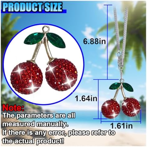 Bling Cherry Car Rear View Mirror Charm - Image 2