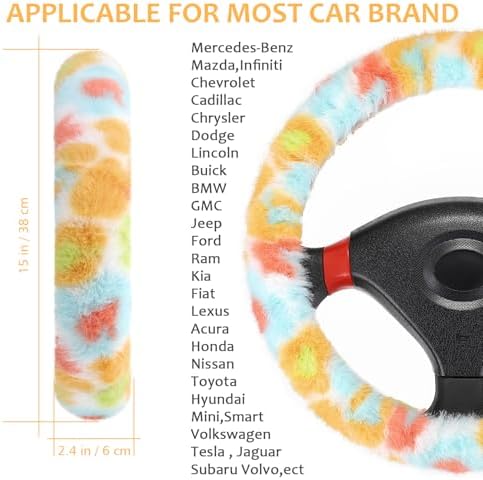 Accmor Fuzzy Car Steering Wheel Cover, Universal Fluffy Auto Wheel Cover & - Image 2