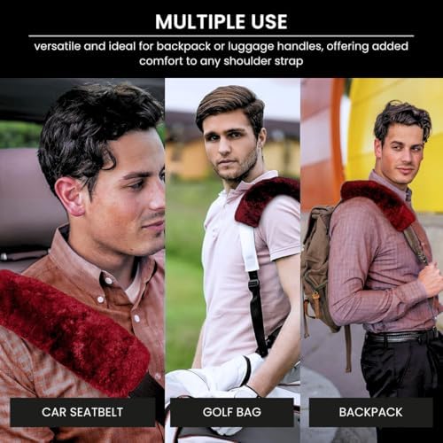 Andalus Genuine Sheepskin Car Seat Belt Cover Pad – Soft Fuzzy, Comfy Fluffy - Image 4
