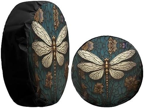 Delerain Spare Tire Cover Gold Dragonfly Wheel Covers Waterproof Dust-Proof UV - Image 4