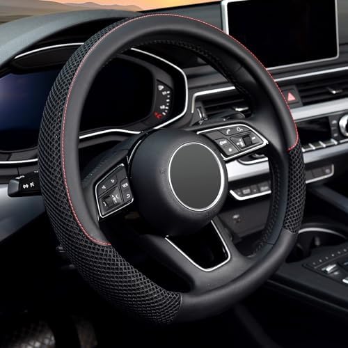 KAFEEK D Shape Steering Wheel Cover, Universal 15 inch by KAFEEK