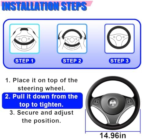 Craedli Carbon Fiber Nappa Leather Car Steering Wheel Cover 14.5-15 Inch - Image 6