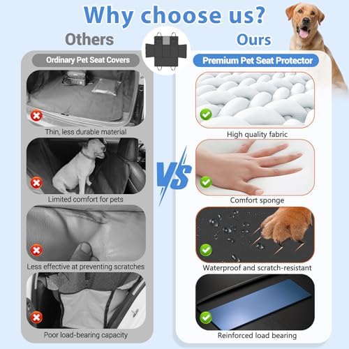 Hard Bottom Dog Car Seat Cover for Back Seat – Waterproof Nonslip Hammock - Image 4