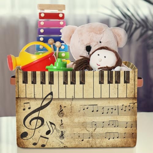 AUUXVA Vintage Storage Baskets Music Note Storage Bins Piano Key Storage Cube - Image 3