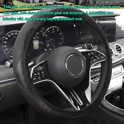 Car Steering Wheel Cover, 15 inch Carbon Fiber Microfiber Leather Elastic - Image 4