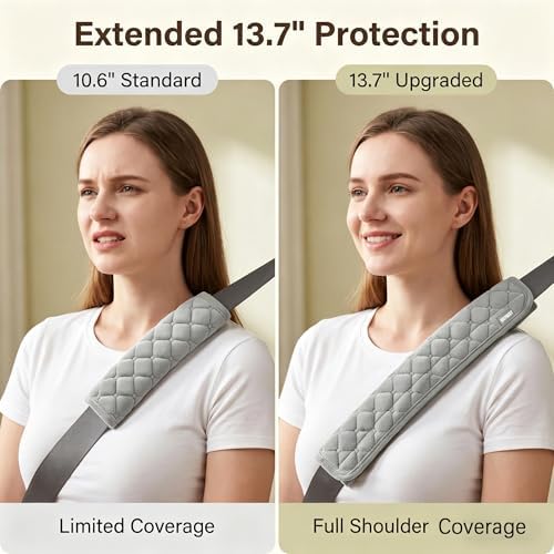 Soft Auto Seat Belt Pads Extra Long 13.7in, Seatbelt Shoulder Cover, 2 Piece Set - Image 4