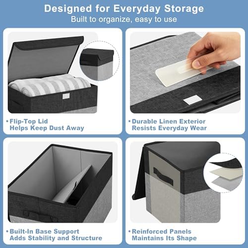 Bagnizer Large 22 Quart Linen Fabric Foldable Storage Bin Cube Organizer Basket - Image 6