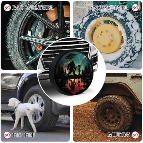 Sasquatch Bigfoot Trees Forest 6 Tire Covers, Dust-Proof Weatherproof Wheel - Image 4