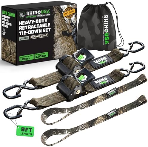 Rhino USA Retractable Ratchet Straps - 2in x 9ft by RhinoUSAInc