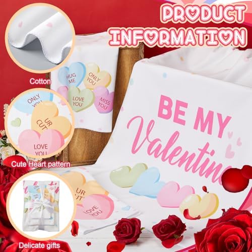 Peryiter 3 Pack Valentine Heart Decorative Bath Towel Set - Image 3
