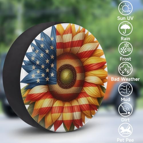 Sunflower Spare Tire Cover 15in Spare Wheel Covers Tire Storage Cover - Image 3
