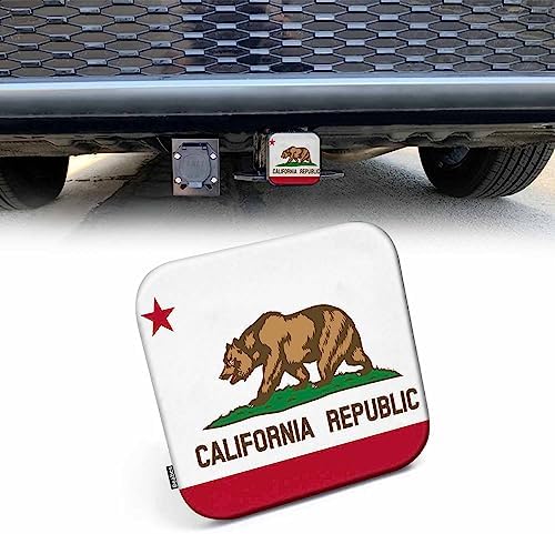 California Flag Receiver Hitch Cover, State of California Republic Flag Bear by Beabes