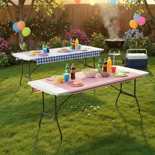 Lavish Home Indoor & Outdoor Portable Folding Table Set of 2 - Image 2