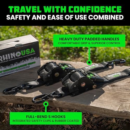 Rhino USA Retractable Ratchet Straps - 2in x 10ft - Image 3
