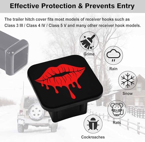 Swono 2In Rubber Tow Hitch Cover Red Mottled Lips Beautiful Pattern Tow - Image 3