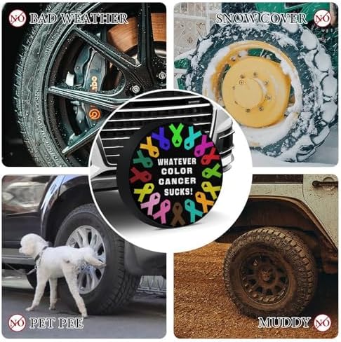 Generic Whatever Color Cancer Sucks Tire Covers, Dust-Proof Weatherproof Wheel - Image 4