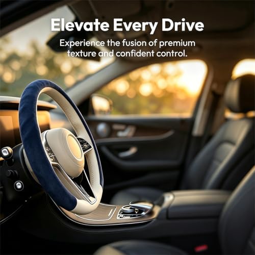 Mandark 15 Inch Car Steering Wheel Cover, Dark Blue - Image 4