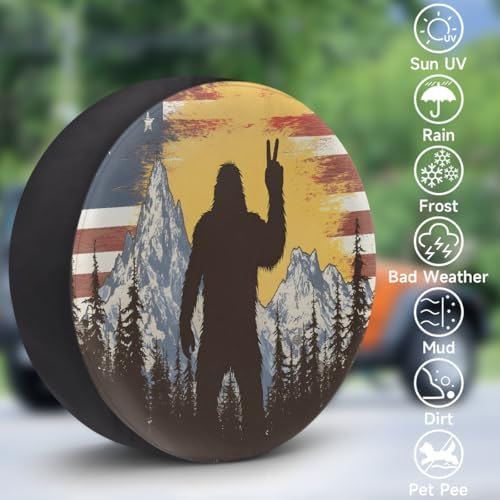 Bigfoot Flag Fun Spare Tire Cover Dust-Proof Wheel Protector - Image 3