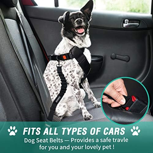 COOYOO Dog Seat Belt, 3 Piece Set Retractable Dog Car Harness Adjustable - Image 2