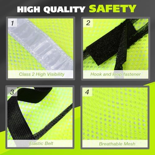 Jecery 20 Packs High Visibility Vest Safety Reflective Hi Visibility Mesh Vest - Image 3