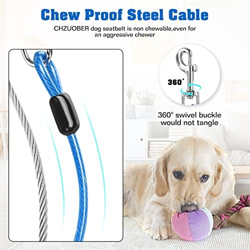 Chew Proof Dog Car Seat Belt, 2 in 1 Steel Cable Dog Car Accessories Headrest - Image 2