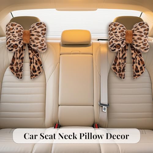 2 Pack Bow Car Headrest Pillow Comfortable Soft Plush Head Rest Cushion - Image 3