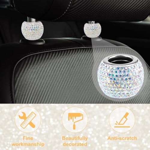 BFXM 4 Pcs Car Headrest Collars, Bling Head Rest Collars Rings Decoration - Image 3