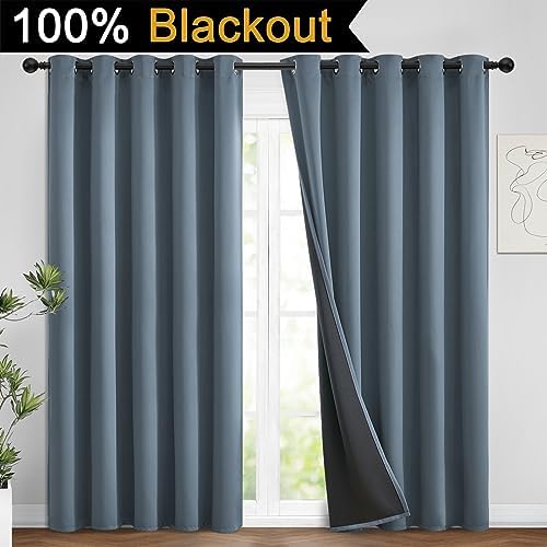 Yakamok Stone Blue 100% Blackout Curtains 96 Inches Long 62" Wide 2 Panel - Image 2