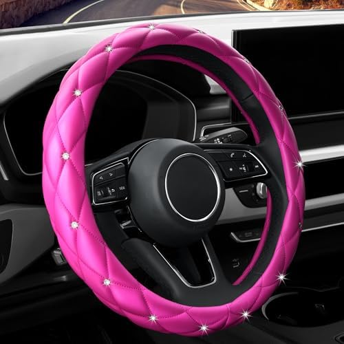 YOGURTCK Cute Diamond Soft Leather Anti-Slip Steering Wheel Cover - Image 2