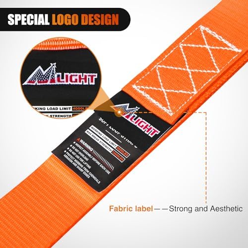 Nilight Soft Loop 1.7"x17" Motorcycle Tie Down Straps 12, 000LBS 8PK Orange - Image 4