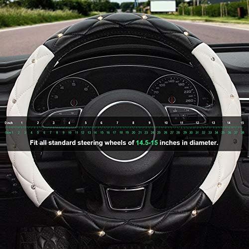 Black White Steering Wheel Cover, Anti-Slip Steering Wheel Protector - Image 5