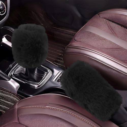 Hovom 2PCS Fluffy Car Gear Shift Knob Cover & Handbrake Cover by Hovom