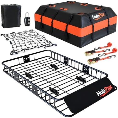 Roof Mount Cargo Carrier Basket & 20 Cu Ft. Waterproof Cargo Bag by Unknown