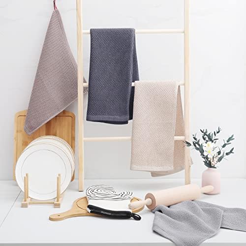 Homaxy 100% Cotton Waffle Weave Kitchen Dish Towels 4-Pack, Dark Grey - Image 6
