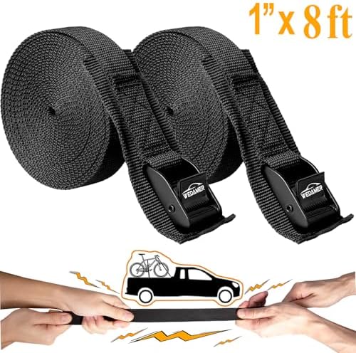 WEDAMER Kayak Tie Down Straps 1" x8Ft Cam Buckle Lashing Straps 2 Pack - Image 3