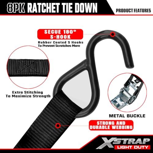XSTRAP STANDARD 8-PK Ratchet Tie Down Straps - Image 5
