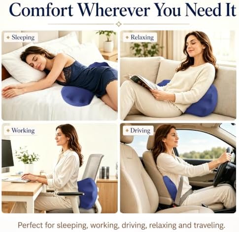Fledano Lumbar Support Pillow for Bed – Memory Foam Lower Back Pain Relief - Image 5