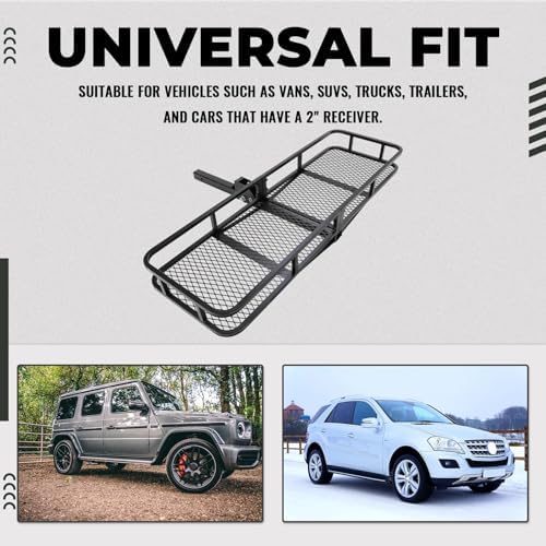 KUAFU 60"x19.5"x5.5" Folding Hitch Mount Cargo Carrier Rear Luggage Basket - Image 4