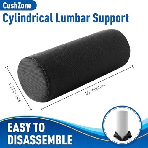 CushZone Lumbar Roll Support Pillow, Memory Foam Back Cushion - Image 2
