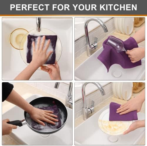 Kitinjoy 100% Cotton Kitchen Dish Cloths, 6 Pack Waffle Weave Ultra Soft - Image 4