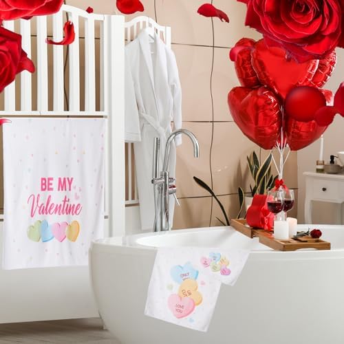 Peryiter 3 Pack Valentine Heart Decorative Bath Towel Set - Image 5