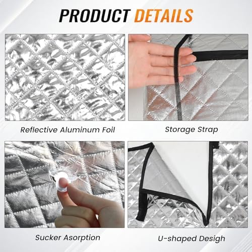 Windshield Sun Shade, Reflective Car Sunshade Blocks Heat, 55 x 29.5 in - Image 3