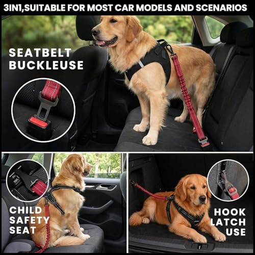 Dog Seat Belt for Car, 3-in-1 Adjustable Dog Seatbelt - Image 2
