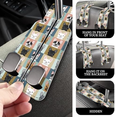PU Leather Car Seat Hook, Storage Headrest Hanger, Cute Car Backseat Organizer - Image 3
