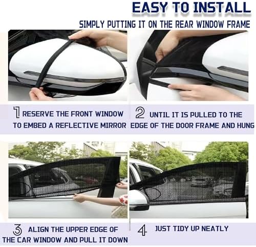 Car Front Window Shades, OUTTDID 2 Pack Side Window Sun Shades, Stretchy - Image 4